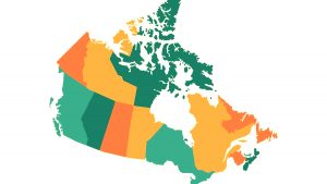 A colorized map of Canada.